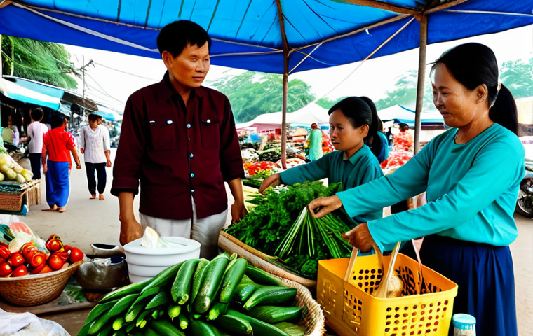 미니멀리즘 경제학과 생태 경제학 - A Vietnamese family in modest clothing, decluttering their home in Hanoi, donating items to charity,...