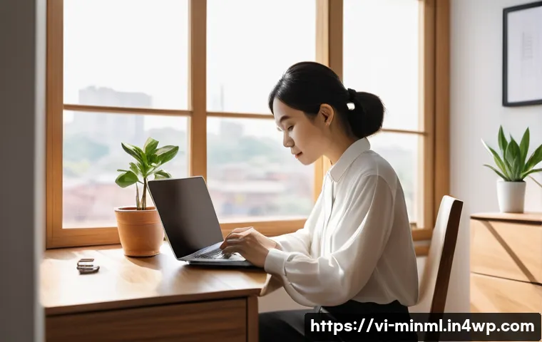 미니멀리즘 경제학과 행동 경제학 - A serene and organized minimalist workspace featuring a young Vietnamese woman, in her late 20s, min...