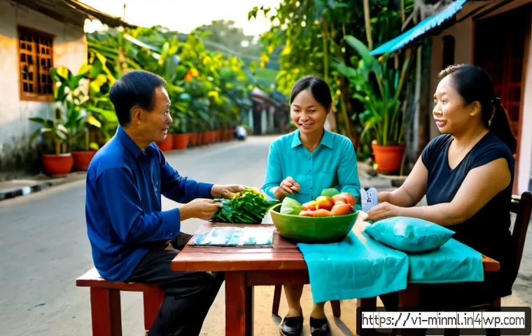 Home 17 미니멀리즘 경제학과 공동체 경제 - Photorealistic minimalist community economy scene in a Vietnamese neighborhood, a small shared outdo...